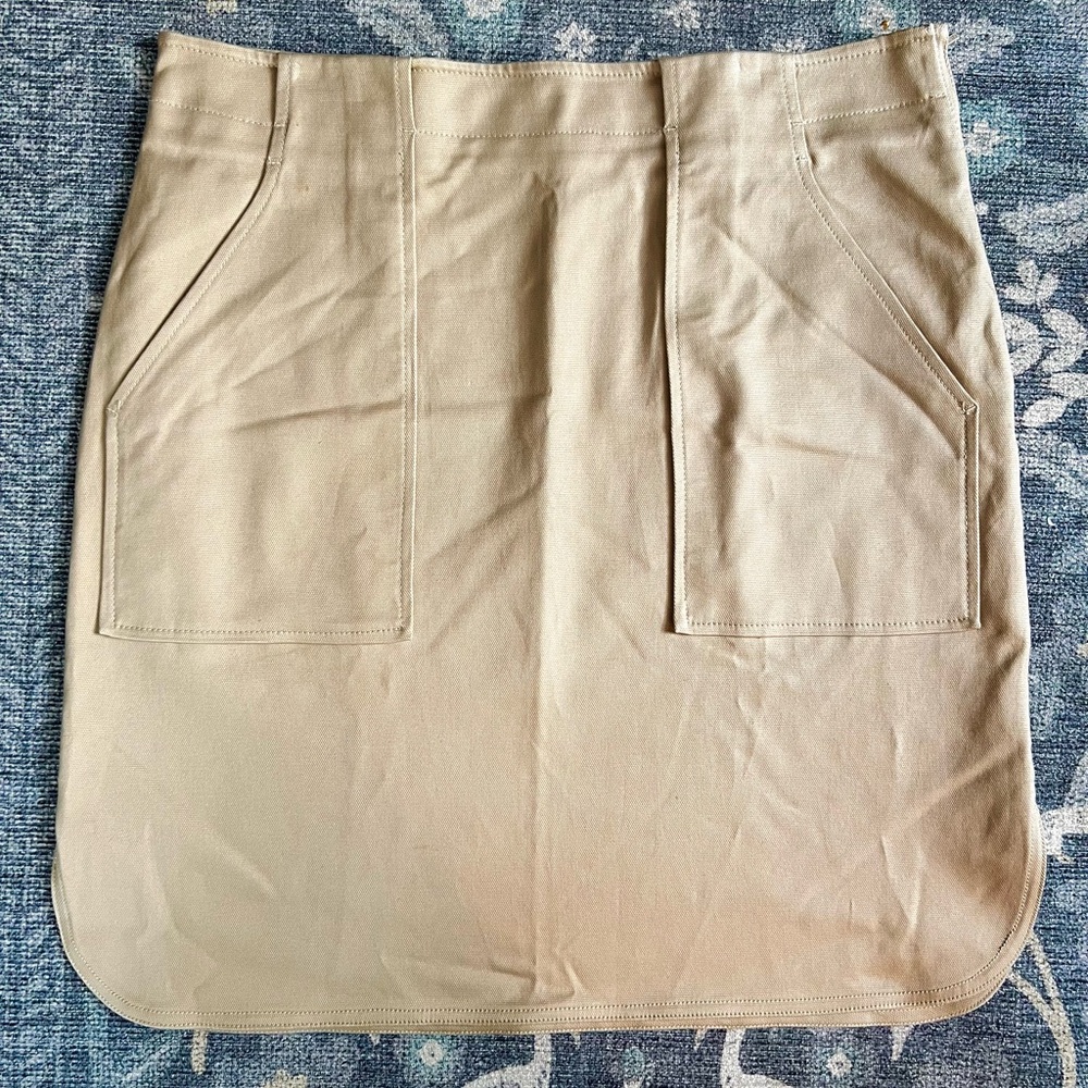 Carolina Herrera canvas khaki 2 front pocket pencil skirt